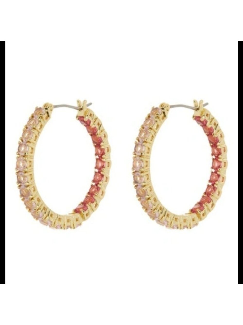 NWT COVET Cz Hoop Earrings In Pink Multi